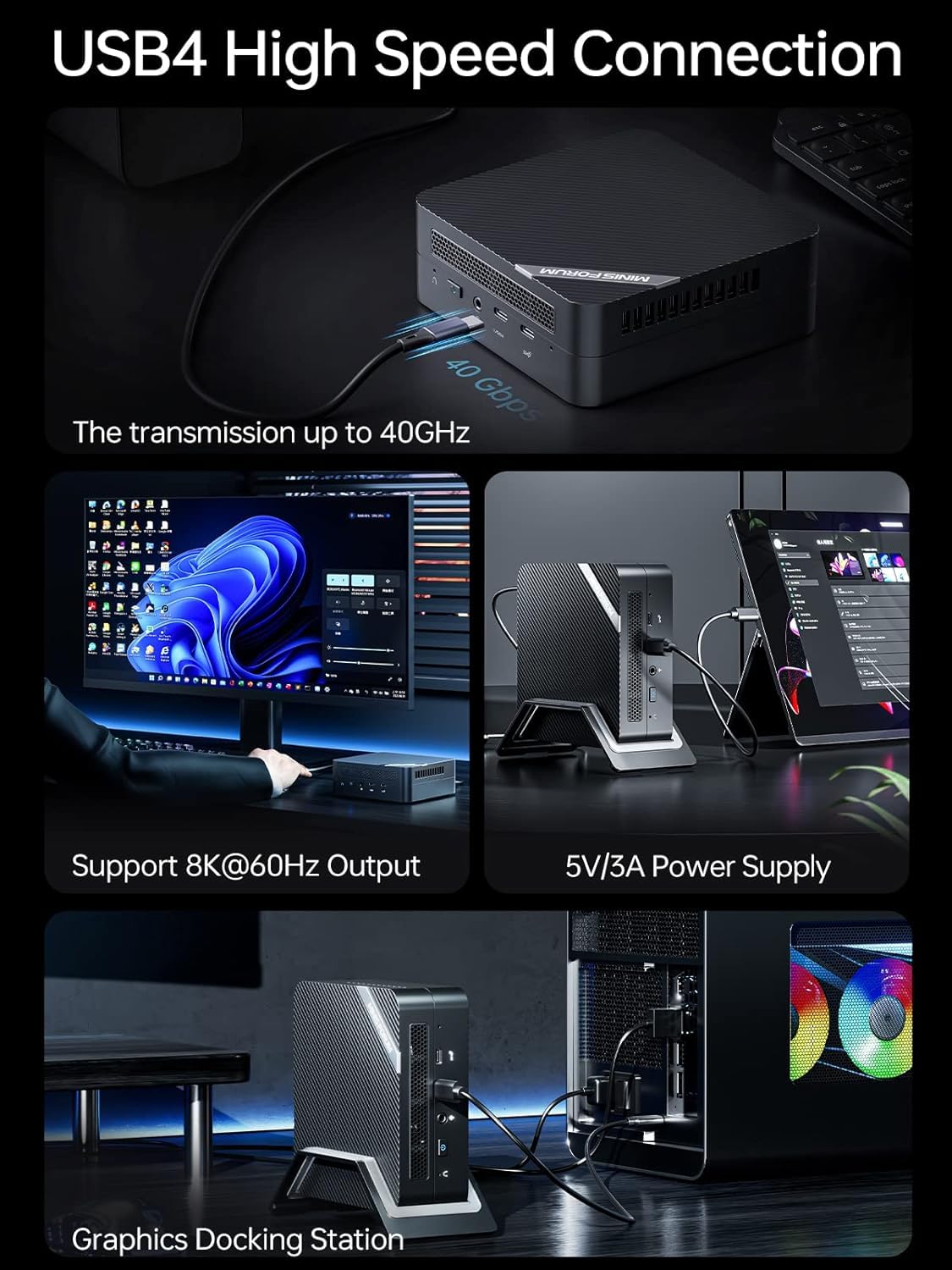 MINISFORUM UM773 Lite Mini PC, AMD Ryzen 7 7735HS 8 Cores/16